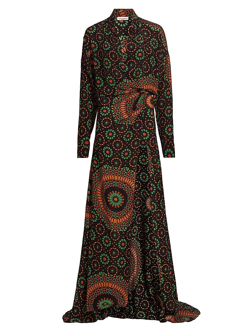 Lou Mosiac Printed Silk Maxi Dress