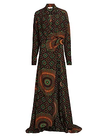Lou Mosiac Printed Silk Maxi Dress