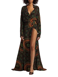 Lou Mosiac Printed Silk Maxi Dress