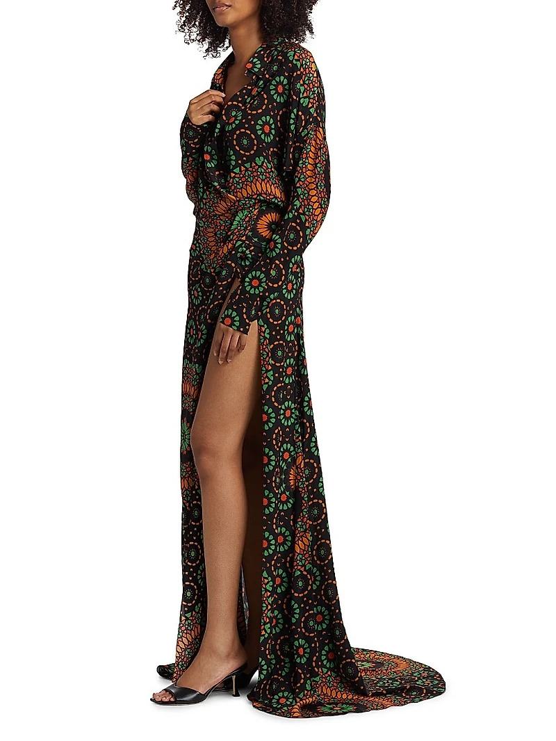 Lou Mosiac Printed Silk Maxi Dress