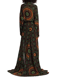 Lou Mosiac Printed Silk Maxi Dress