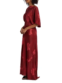 Grace Floral Silk Asymmetrical Bias-Cut Maxi Dress