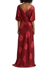 Grace Floral Silk Asymmetrical Bias-Cut Maxi Dress