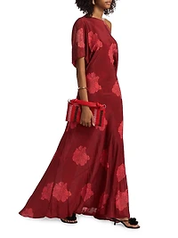 Grace Floral Silk Asymmetrical Bias-Cut Maxi Dress