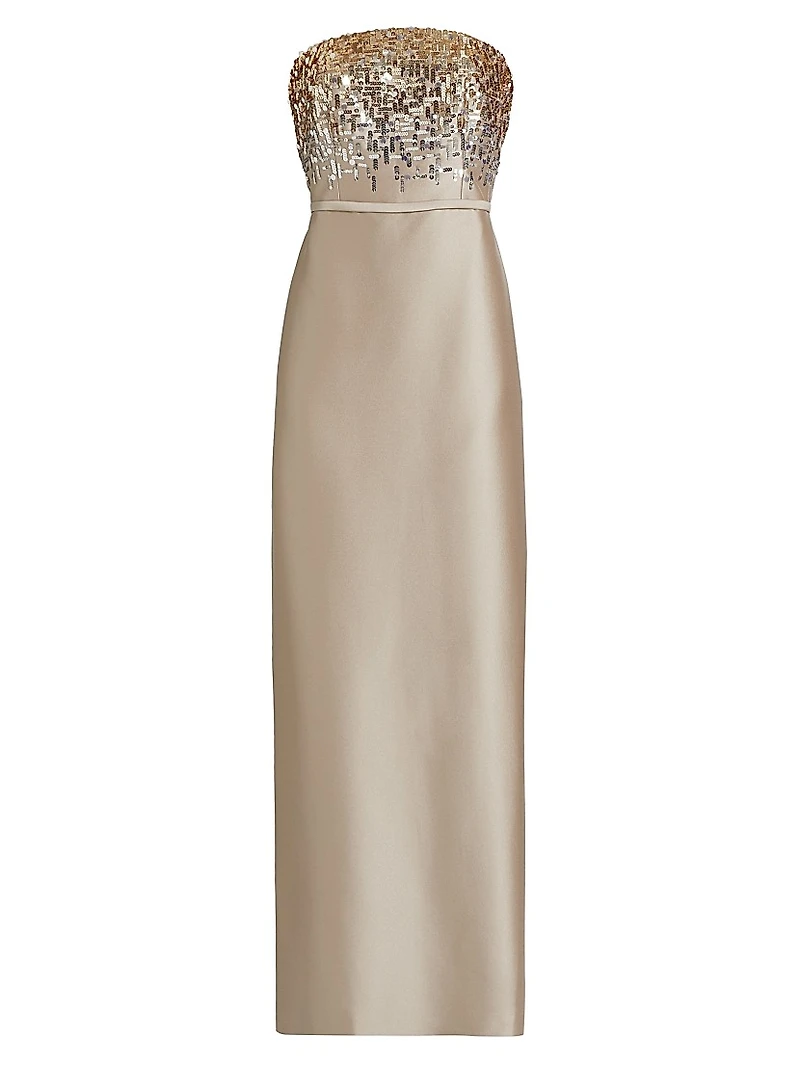 Phaedra Sequin Strapless Gown