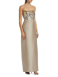 Phaedra Sequin Strapless Gown