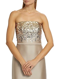 Phaedra Sequin Strapless Gown