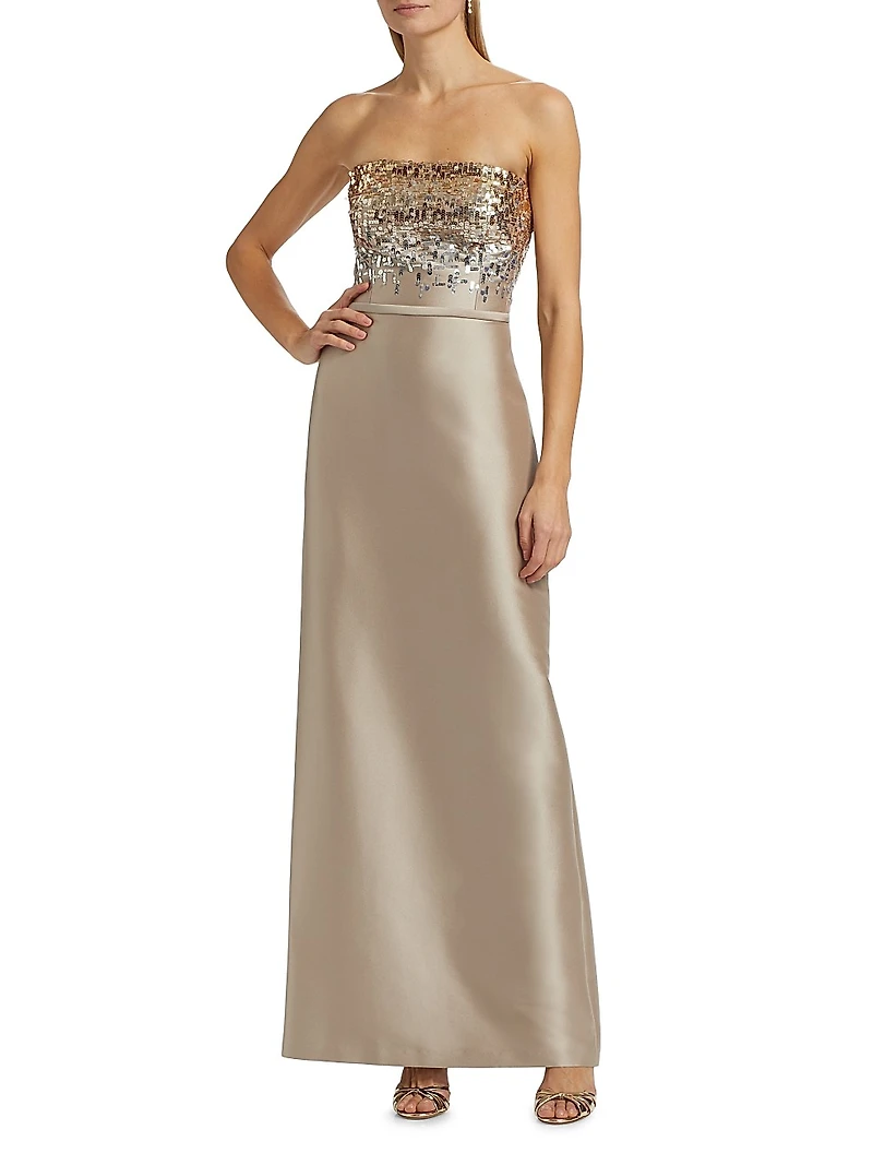 Phaedra Sequin Strapless Gown