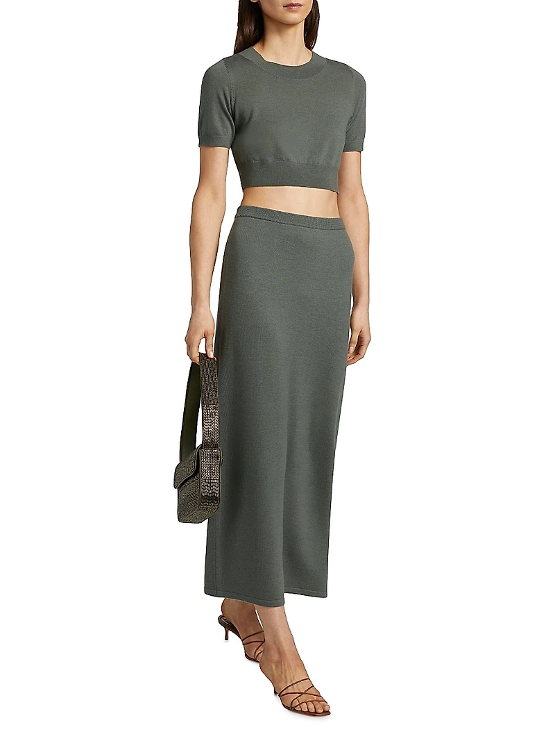 Jovina Wool Knit Midi Skirt