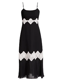 Isadora Silk Lace-Trimmed Midi-Dress