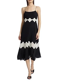 Isadora Silk Lace-Trimmed Midi-Dress