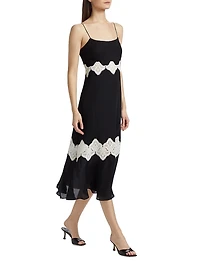 Isadora Silk Lace-Trimmed Midi-Dress
