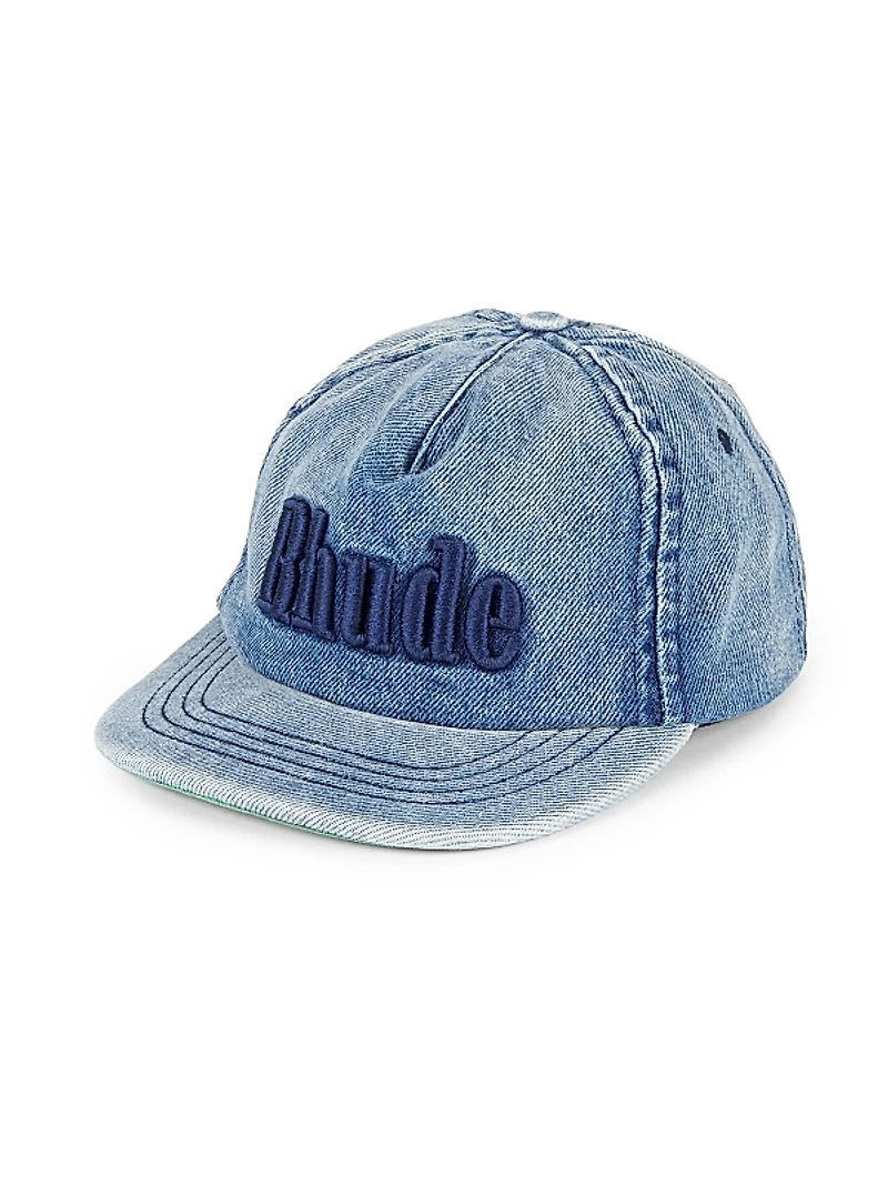 Denim Embroidered Logo Baseball Cap