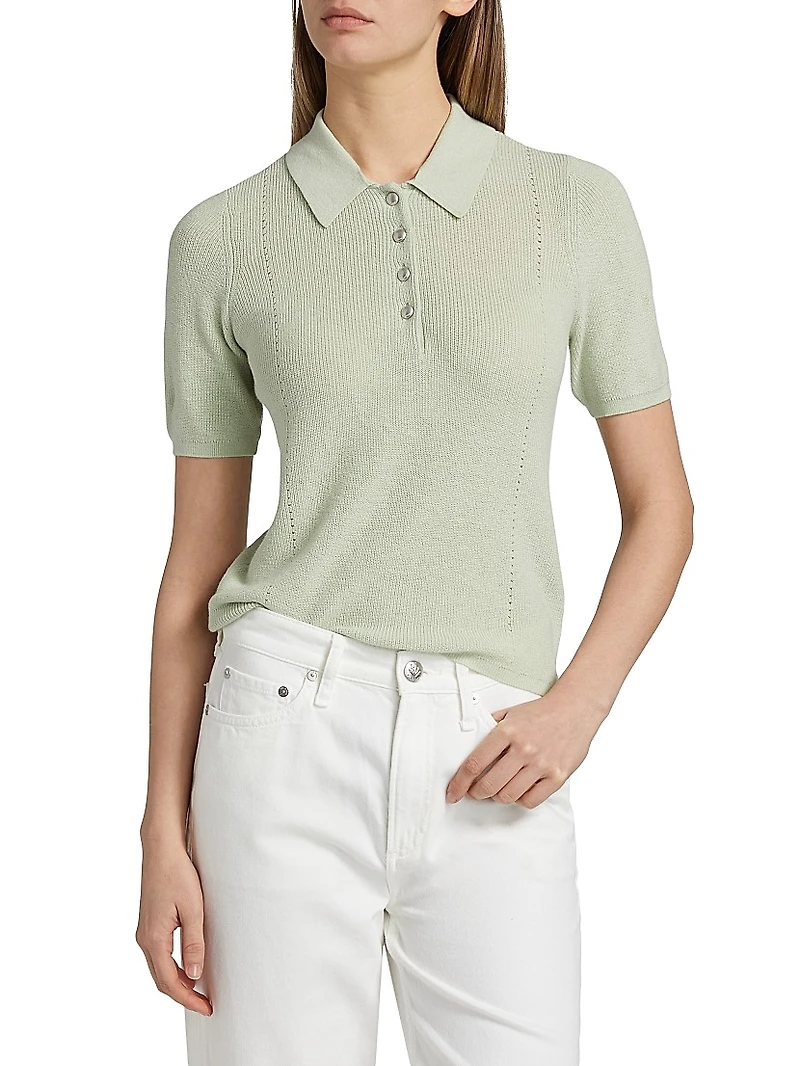 Darcey Cotton-Cashmere Polo Top