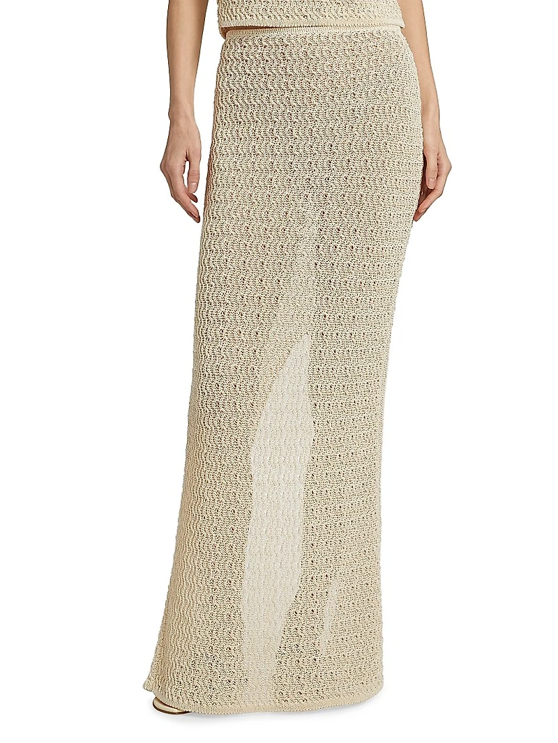 Prettie Crochet-Knit Sheer Maxi-Skirt
