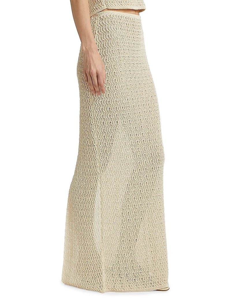Prettie Crochet-Knit Sheer Maxi-Skirt