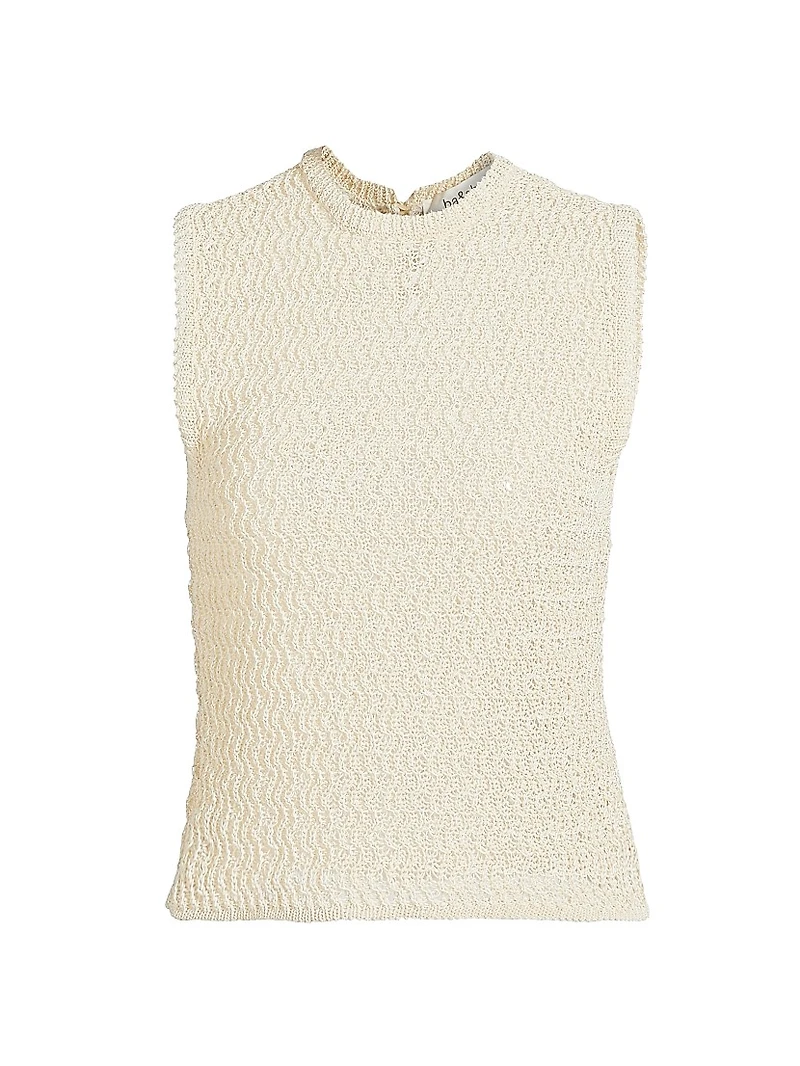 Pira Cotton-Blend Crochet-Knit Top