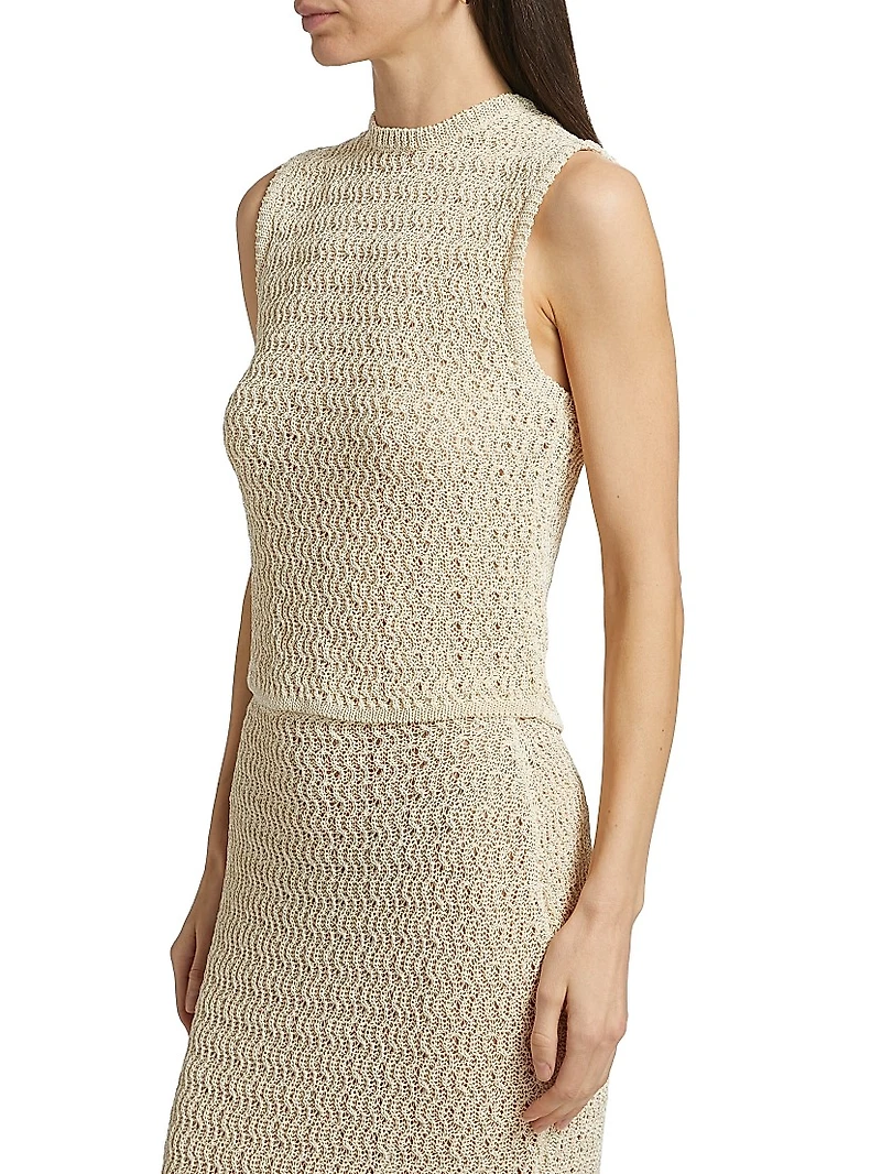 Pira Cotton-Blend Crochet-Knit Top