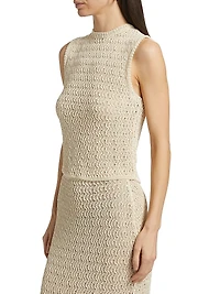 Pira Cotton-Blend Crochet-Knit Top