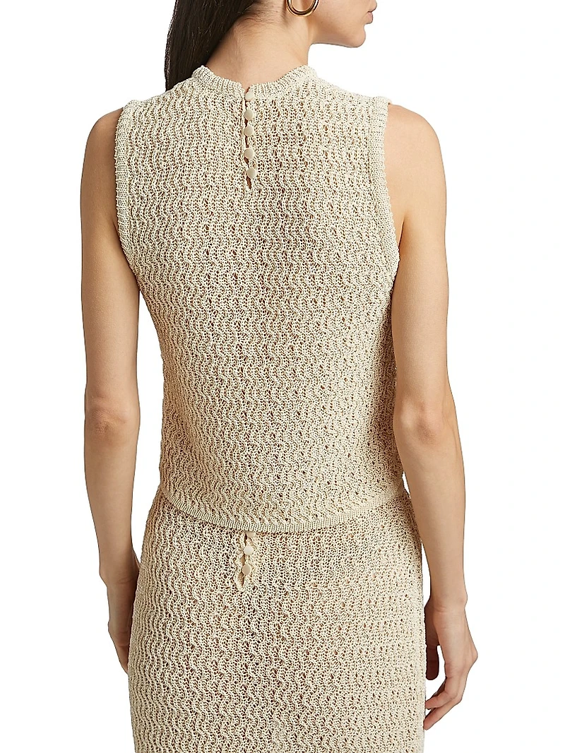 Pira Cotton-Blend Crochet-Knit Top