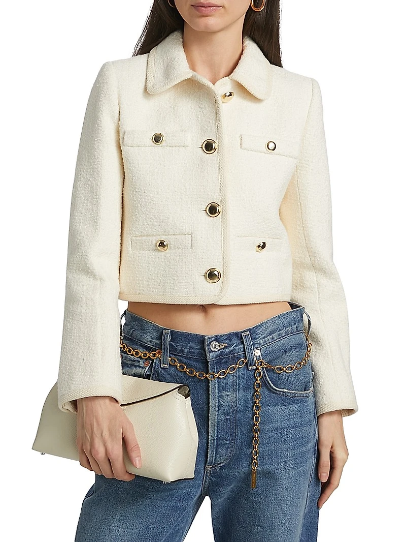 Meiradith Cotton-Blend Bouclé Crop Jacket