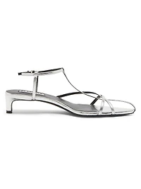 35MM Metallic Leather Kitten-Heel Sandals
