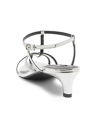 35MM Metallic Leather Kitten-Heel Sandals