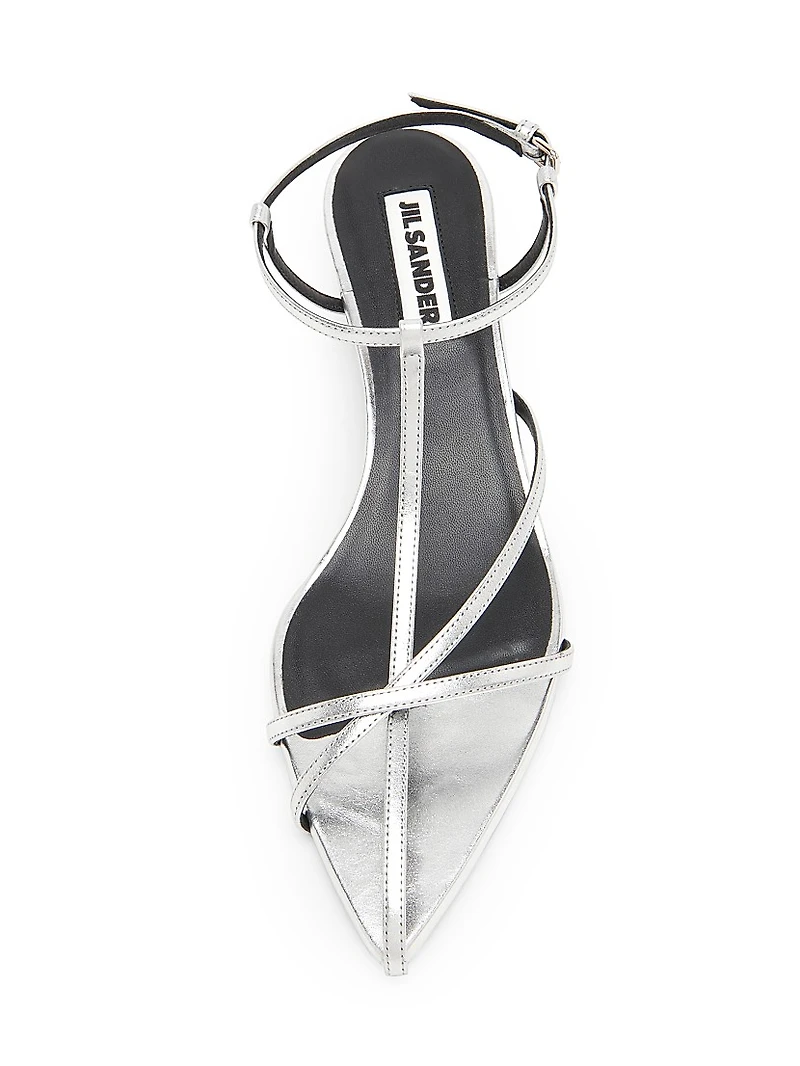 35MM Metallic Leather Kitten-Heel Sandals