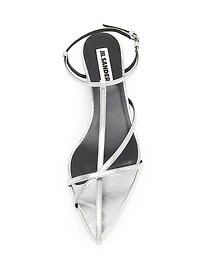 35MM Metallic Leather Kitten-Heel Sandals