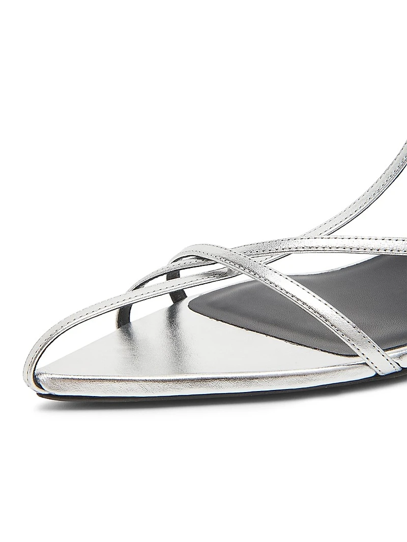 35MM Metallic Leather Kitten-Heel Sandals