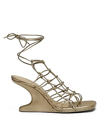 Metallic Leather Wedge Sandals