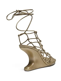 Metallic Leather Wedge Sandals
