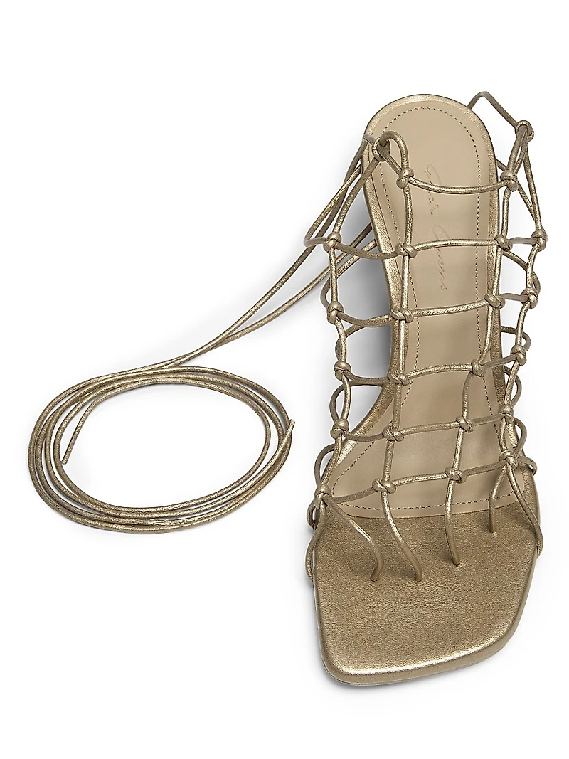 Metallic Leather Wedge Sandals