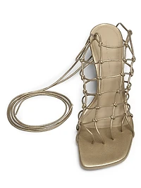 Metallic Leather Wedge Sandals