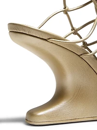 Metallic Leather Wedge Sandals