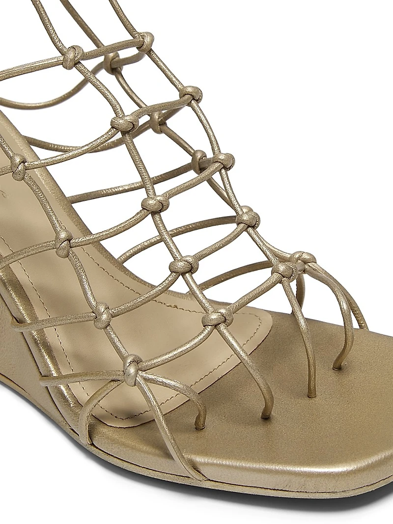 Metallic Leather Wedge Sandals