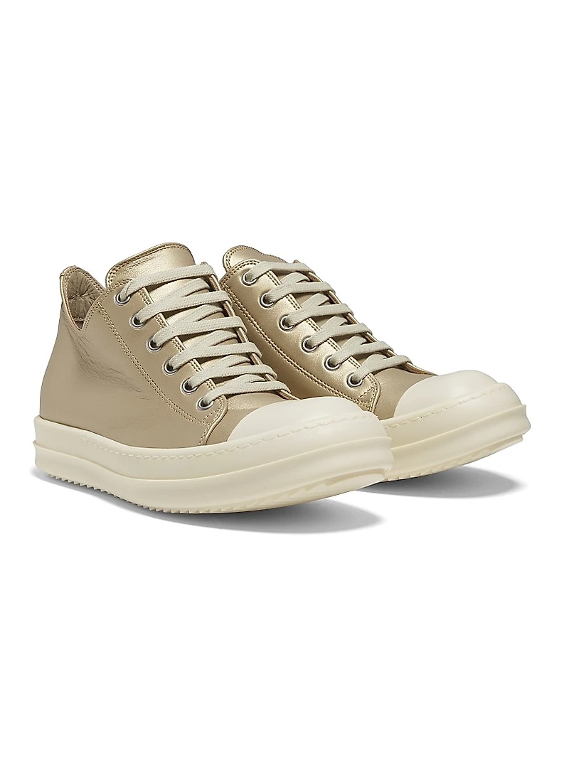 Metallic Leather Low Sneakers
