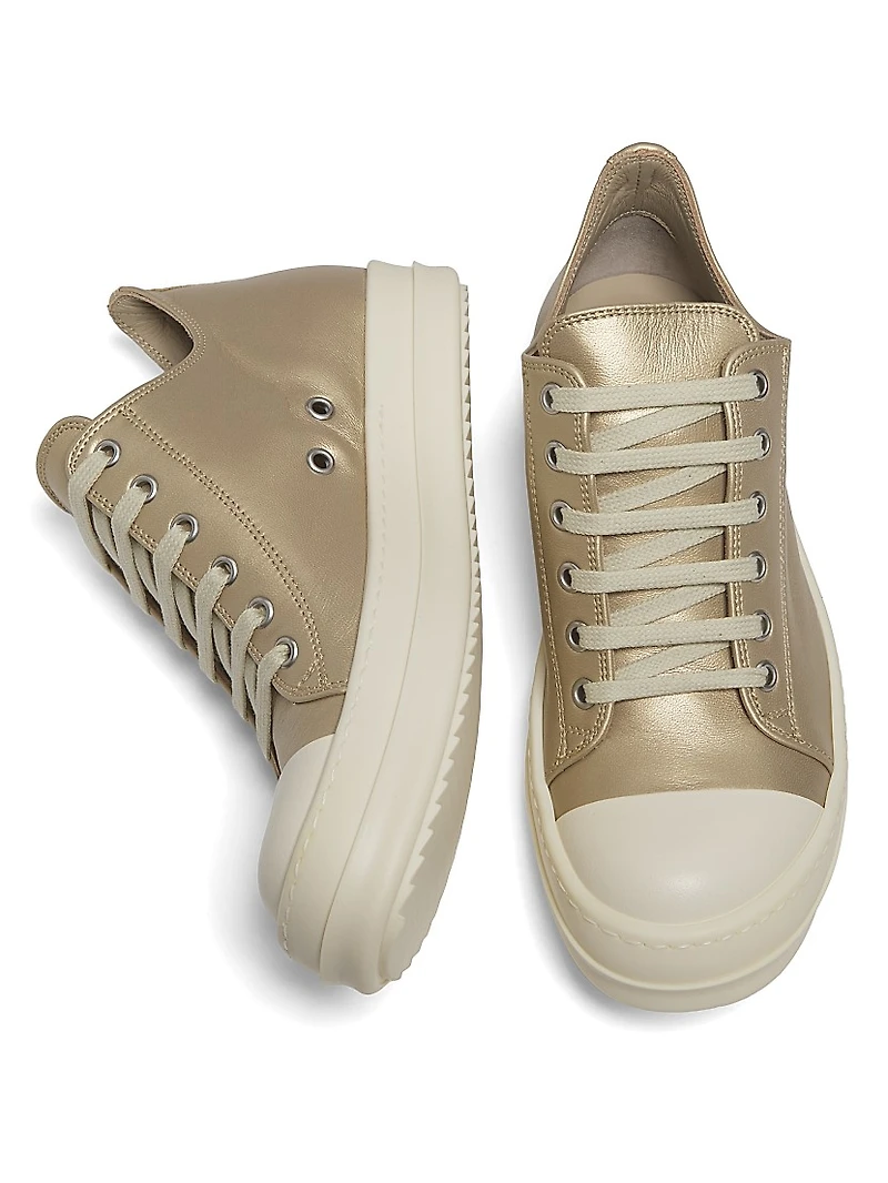 Metallic Leather Low Sneakers
