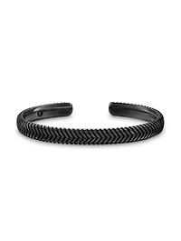 Chevron Cuff Bracelet Black Titanium, 8MM