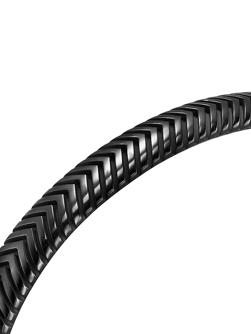 Chevron Cuff Bracelet Black Titanium, 8MM