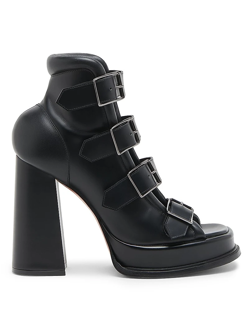 120MM Multi Buckle Leather Platform Sandals