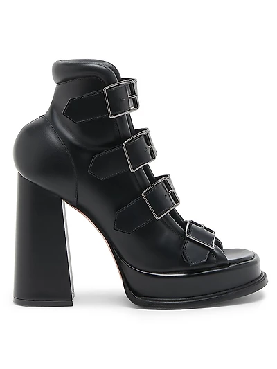 120MM Multi Buckle Leather Platform Sandals