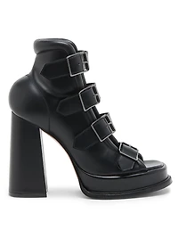 120MM Multi Buckle Leather Platform Sandals