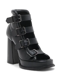 120MM Multi Buckle Leather Platform Sandals