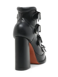 120MM Multi Buckle Leather Platform Sandals