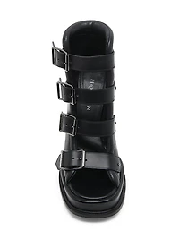 120MM Multi Buckle Leather Platform Sandals