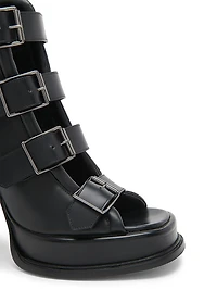 120MM Multi Buckle Leather Platform Sandals