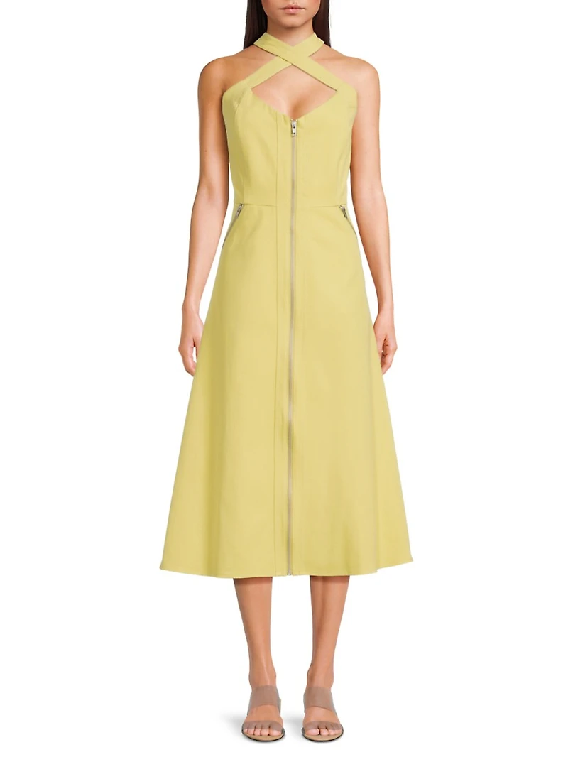 Everyday Tropics Crossover Zip-Front Dress