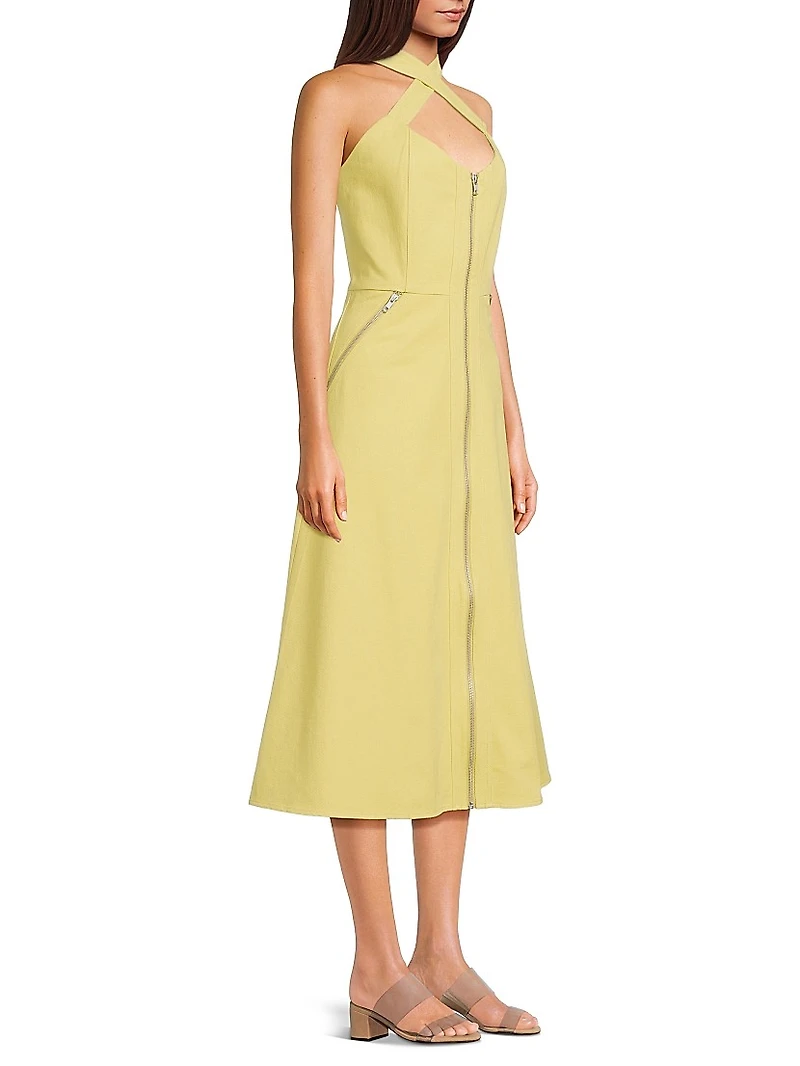 Everyday Tropics Crossover Zip-Front Dress