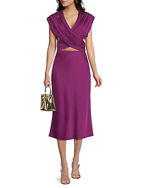 Everyday Tropics Satin Bias-Cut Maxi Skirt